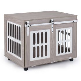 Dog Crate Furniture with Sliding Barn Door for Small Medium Dogs