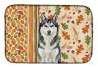 Siberian Husky Heirloom Fall Dish Drying Mat Absorbent Dish Drying Mat Pad for Kitchen Counter Dish Drainer Mat for Countertop, 14 x 21", Multicolor