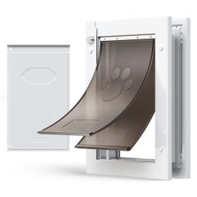 Pet Door, Medium, with Double Magnetic Flaps and Metal Frame, Strong and Weatherproof Dog Door for Interior and Exterior Doors, Easy to Install