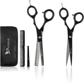 Professional Hair Cutting Scissors Set – 6.5' Japanese Stainless Steel Barber Shears & Thinning Scissors with Comb