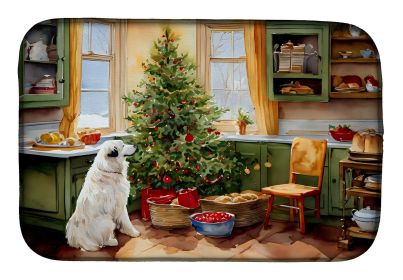 Great Pyrenees Christmas Cookies Dish Drying Mat Absorbent Dish Drying Mat Pad for Kitchen Counter Dish Drainer Mat for Countertop, 14 x 21"
