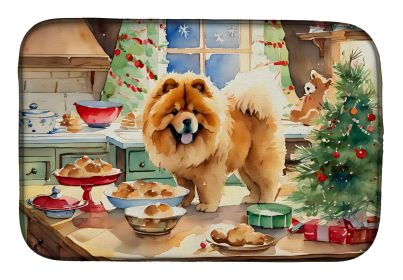 Chow Chow Christmas Cookies Dish Drying Mat Absorbent Dish Drying Mat Pad for Kitchen Counter Dish Drainer Mat for Countertop, 14 x 21", Multicolor