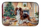 Cavalier Spaniel Christmas Cookies Dish Drying Mat Absorbent Dish Drying Mat Pad for Kitchen Counter Dish Drainer Mat for Countertop, 14 x 21"