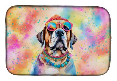 Mastiff Hippie Dawg Dish Drying Mat Absorbent Dish Drying Mat Pad for Kitchen Counter Dish Drainer Mat for Countertop, 14 x 21", Multicolor