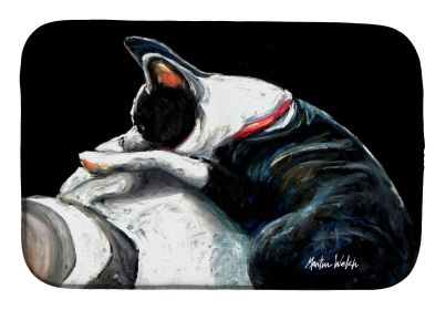 Boston Terrier Spot In The Sun Dish Drying Mat Absorbent Dish Drying Mat Pad for Kitchen Counter Dish Drainer Mat for Countertop, 14 x 21", Multicolor