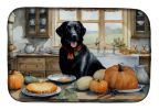 Black Lab Fall Kitchen Pumpkins Dish Drying Mat Absorbent Dish Drying Mat Pad for Kitchen Counter Dish Drainer Mat for Countertop, 14 x 21"