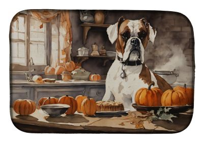 Boxer Fall Kitchen Pumpkins Dish Drying Mat Absorbent Dish Drying Mat Pad for Kitchen Counter Dish Drainer Mat for Countertop, 14 x 21", Multicolor