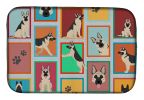 Lots of Black and Silver German Shepherd Dish Drying Mat Absorbent Dish Drying Mat Pad for Kitchen Counter Dish Drainer Mat for Countertop, 14 x 21"