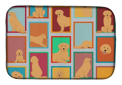 Lots of Golden Retriever Dish Drying Mat Absorbent Dish Drying Mat Pad for Kitchen Counter Dish Drainer Mat for Countertop, 14 x 21", Multicolor