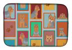 Lots of Blue and Tan Yorkie Dish Drying Mat Absorbent Dish Drying Mat Pad for Kitchen Counter Dish Drainer Mat for Countertop, 14 x 21", Multicolor