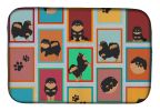 Lots of Black and Tan Pomeranian Dish Drying Mat Absorbent Dish Drying Mat Pad for Kitchen Counter Dish Drainer Mat for Countertop, 14 x 21"