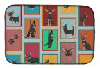 Lots of Black and Tan Chihuahua Dish Drying Mat Absorbent Dish Drying Mat Pad for Kitchen Counter Dish Drainer Mat for Countertop, 14 x 21"
