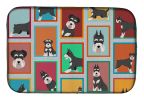 Lots of Black and Silver Schnauzer Dish Drying Mat Absorbent Dish Drying Mat Pad for Kitchen Counter Dish Drainer Mat for Countertop, 14 x 21"