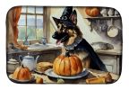 German Shepherd Fall Kitchen Pumpkins Dish Drying Mat Absorbent Dish Drying Mat Pad for Kitchen Counter Dish Drainer Mat for Countertop, 14 x 21"