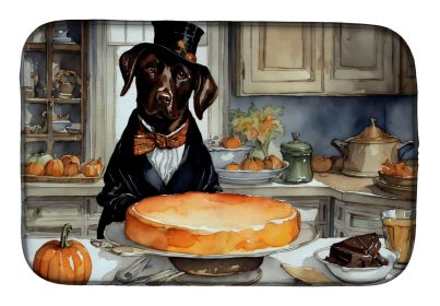 Chocolate Lab Fall Kitchen Pumpkins Dish Drying Mat Absorbent Dish Drying Mat Pad for Kitchen Counter Dish Drainer Mat for Countertop, 14 x 21"