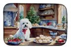 Maltese Christmas Cookies Dish Drying Mat Absorbent Dish Drying Mat Pad for Kitchen Counter Dish Drainer Mat for Countertop, 14 x 21", Multicolor