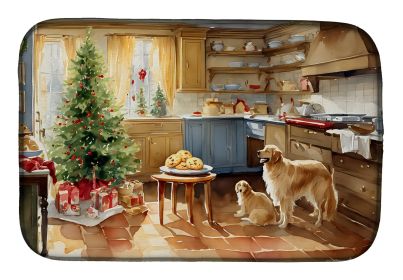 Golden Retriever Christmas Cookies Dish Drying Mat Absorbent Dish Drying Mat Pad for Kitchen Counter Dish Drainer Mat for Countertop, 14 x 21"