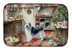 Old English Sheepdog Christmas Cookies Dish Drying Mat Absorbent Dish Drying Mat Pad for Kitchen Counter Dish Drainer Mat for Countertop, 14 x 21"