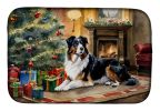 Australian Shepherd Cozy Christmas Dish Drying Mat Absorbent Dish Drying Mat Pad for Kitchen Counter Dish Drainer Mat for Countertop, 14 x 21"