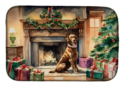 Chesapeake Bay Retriever Cozy Christmas Dish Drying Mat Absorbent Dish Drying Mat Pad for Kitchen Counter Dish Drainer Mat for Countertop, 14 x 21"
