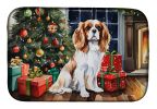Cavalier Spaniel Cozy Christmas Dish Drying Mat Absorbent Dish Drying Mat Pad for Kitchen Counter Dish Drainer Mat for Countertop, 14 x 21"