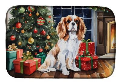 Cavalier Spaniel Cozy Christmas Dish Drying Mat Absorbent Dish Drying Mat Pad for Kitchen Counter Dish Drainer Mat for Countertop, 14 x 21"