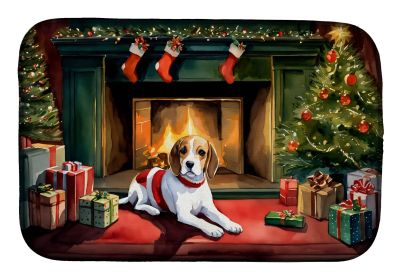 Beagle Cozy Christmas Dish Drying Mat Absorbent Dish Drying Mat Pad for Kitchen Counter Dish Drainer Mat for Countertop, 14 x 21", Multicolor