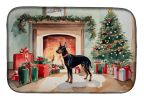 Doberman Pinscher Cozy Christmas Dish Drying Mat Absorbent Dish Drying Mat Pad for Kitchen Counter Dish Drainer Mat for Countertop, 14 x 21"