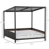 Wicker Dog House Raised Rattan Puppy Bed Cat Shelter for Indoor Outdoor Garden Patio Pet Sofa with Removable Cushion for Medium Sized Pet Brown