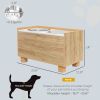 Elevated Dog Bowls with Slow Feeder Dog Bowl, Stainless Steel Food Water Bowl, Storage for Large Sized Dog, Oak