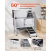 Stainless Steel Dog Washing Station, 50 inch Pet Grooming Tub w/ Ramp, PE Water Filter Board