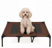 XL Outdoor Raised Dog Bed Portable Pet Cot with Carry Bag - Metal Frame Breathable Mesh for Indoor And Outdoor Use - Tan