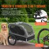 Dog Bike Trailer, Supports up to 88 lbs, 2-in-1 Pet Stroller Cart Bicycle Carrier, Easy Folding Cart Frame with Quick Release Wheels
