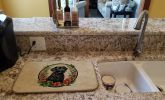 Labrador Retriever Christmas Flowers Dish Drying Mat Absorbent Dish Drying Mat Pad for Kitchen Counter Dish Drainer Mat for Countertop, 14 x 21"