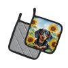 Dachshund in Sunflowers Pair of Pot Holders Kitchen Heat Resistant Pot Holders Sets Oven Hot Pads for Cooking Baking BBQ, 7 1/2 x 7 1/2
