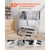 Stainless Steel Dog Washing Station 50 Inch Pet Grooming Tub with Low-Slope Non-Slip Stairs, Hot & Cold Faucet, Showerhead, Home Wash Sink