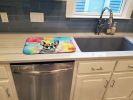Boston Terrier Hippie Dawg Dish Drying Mat Absorbent Dish Drying Mat Pad for Kitchen Counter Dish Drainer Mat for Countertop, 14 x 21", Multicolor