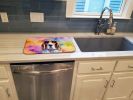 Basset Hound Hippie Dawg Dish Drying Mat Absorbent Dish Drying Mat Pad for Kitchen Counter Dish Drainer Mat for Countertop, 14 x 21", Multicolor