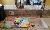 Boston Terrier Hippie Dawg Dish Drying Mat Absorbent Dish Drying Mat Pad for Kitchen Counter Dish Drainer Mat for Countertop, 14 x 21", Multicolor