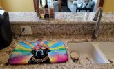 Black Labrador Hippie Dawg Dish Drying Mat Absorbent Dish Drying Mat Pad for Kitchen Counter Dish Drainer Mat for Countertop, 14 x 21", Multicolor