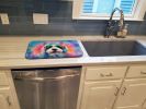 Old English Sheepdog Hippie Dawg Dish Drying Mat Absorbent Dish Drying Mat Pad for Kitchen Counter Dish Drainer Mat for Countertop, 14 x 21"