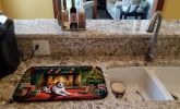 Beagle Cozy Christmas Dish Drying Mat Absorbent Dish Drying Mat Pad for Kitchen Counter Dish Drainer Mat for Countertop, 14 x 21", Multicolor