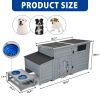 Wood Dog House, Outdoor Dog Kennel with Food Bowls, Storage Box, Vents, Openable Roof, Dog Pet Playpen Cage, Gray