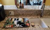 Border Collie Cozy Christmas Dish Drying Mat Absorbent Dish Drying Mat Pad for Kitchen Counter Dish Drainer Mat for Countertop, 14 x 21", Multicolor