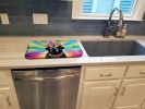 Black Labrador Hippie Dawg Dish Drying Mat Absorbent Dish Drying Mat Pad for Kitchen Counter Dish Drainer Mat for Countertop, 14 x 21", Multicolor