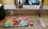Yorkshire Terrier Hippie Dawg Dish Drying Mat Absorbent Dish Drying Mat Pad for Kitchen Counter Dish Drainer Mat for Countertop, 14 x 21", Multicolor