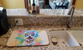 Westie Hippie Dawg Dish Drying Mat Absorbent Dish Drying Mat Pad for Kitchen Counter Dish Drainer Mat for Countertop, 14 x 21", Multicolor