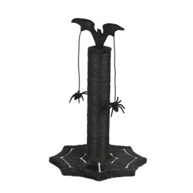 Gothic Cat Scratching Post with Spider Dangling Toys for Indoor Cats, Halloween Spooky Cat Scratcher with Cobweb Base, Black (Option: default title)