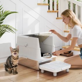 Stainless Steel Enclosed Litter Box for Cats(No shipments on weekends) (Option: default title)