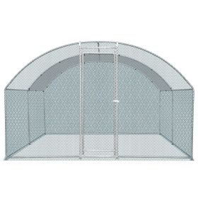13 x 10 ft Large Metal Chicken Coop, Walk-in Poultry Cage Chicken Hen Run House with Waterproof Cover, Rabbits Cats Dogs Farm Pen for Outdoor Bac (Option: as picture)
